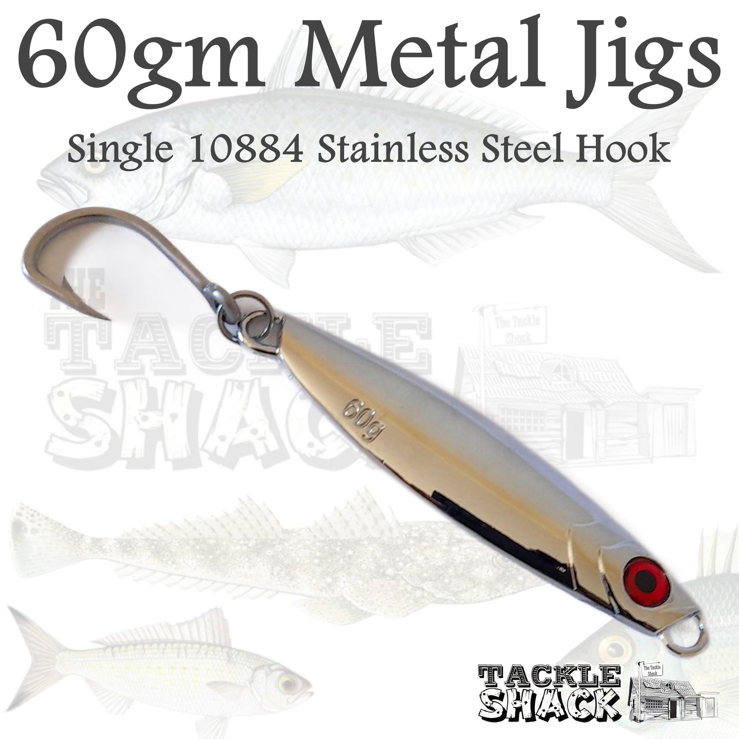 60gm Metal Jig Silver 10884 Hook