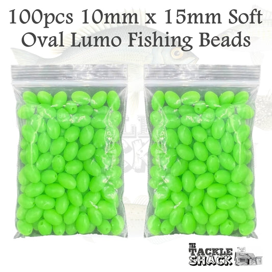 Green Lumo 10mm x 15mm Soft Oval Beads