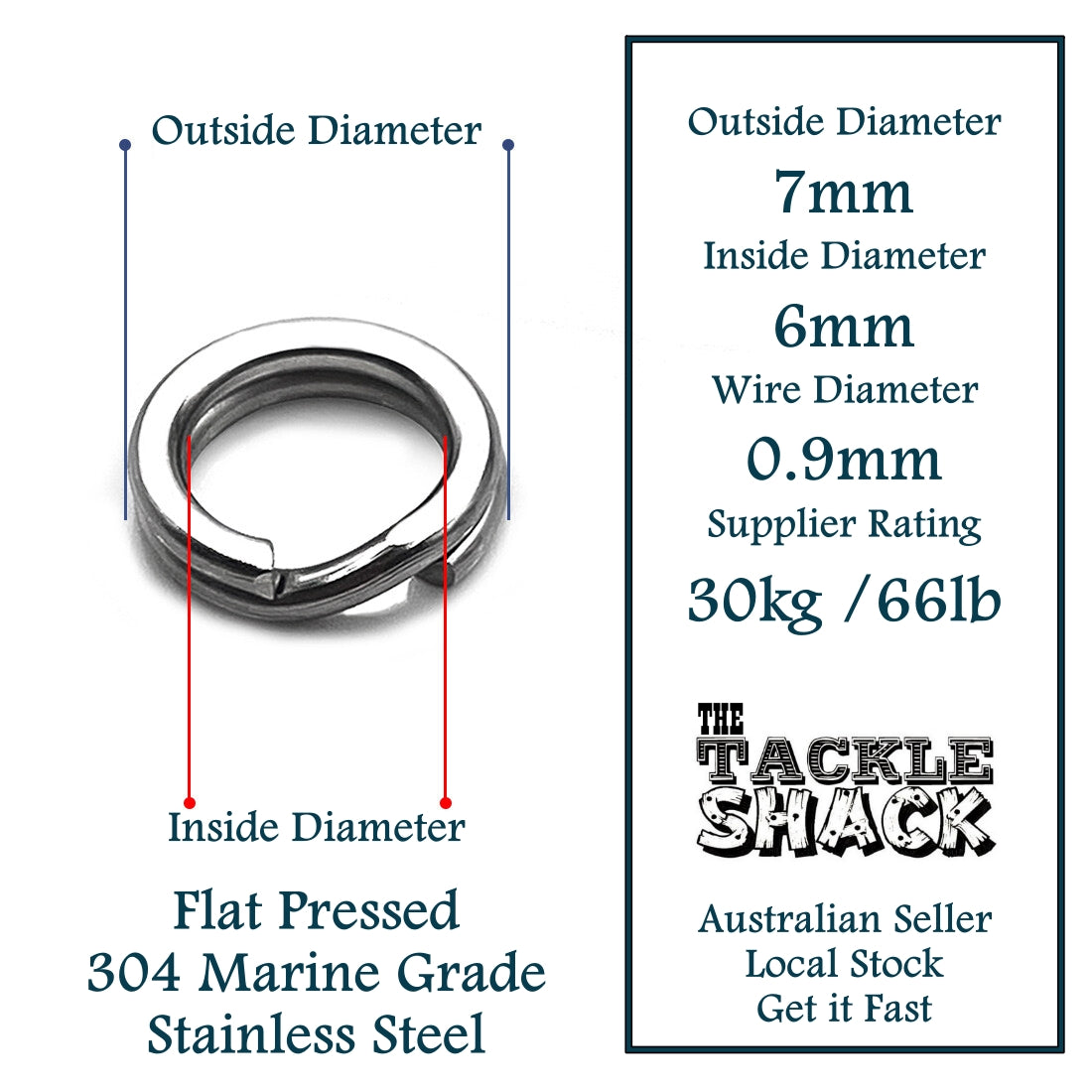 Split Rings Flat Pressed Stainless Steel 7mm