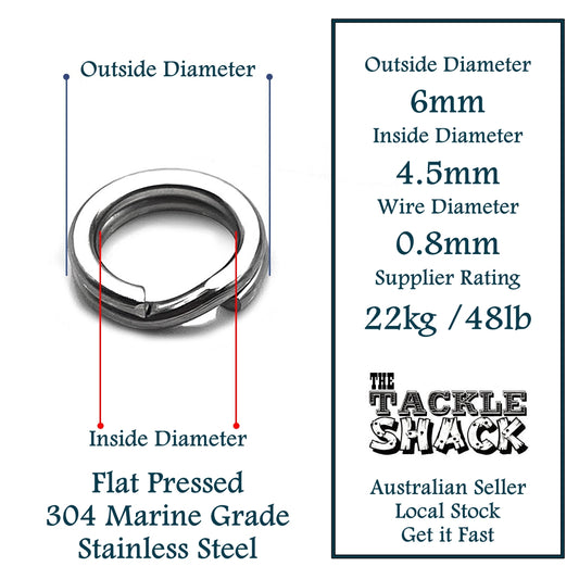 Split Rings Flat Pressed Stainless Steel 6mm