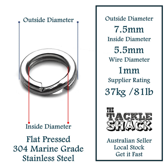Split Rings Flat Pressed Stainless Steel 7.5mm